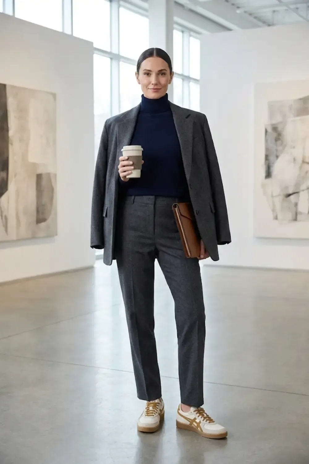 A sophisticated woman representing the 'Urban Minimalist' archetype, prioritizing clean lines and understated luxury.