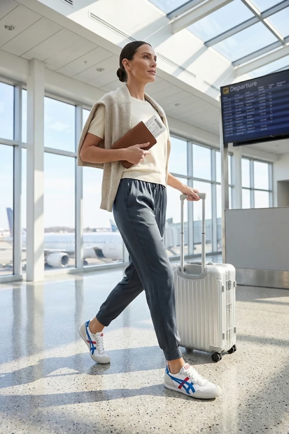 A high functioning Active Jet Setter female traveler who embodies the Active Explorer persona