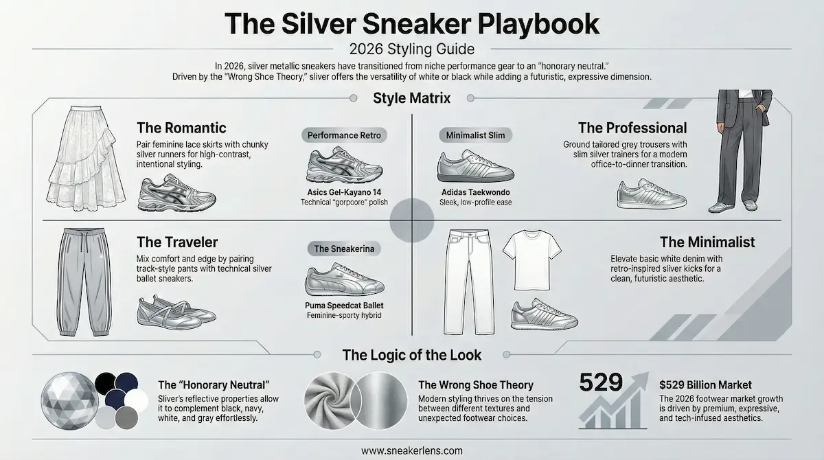 The style matrix infographic title 'The Silver Sneaker Playbook'