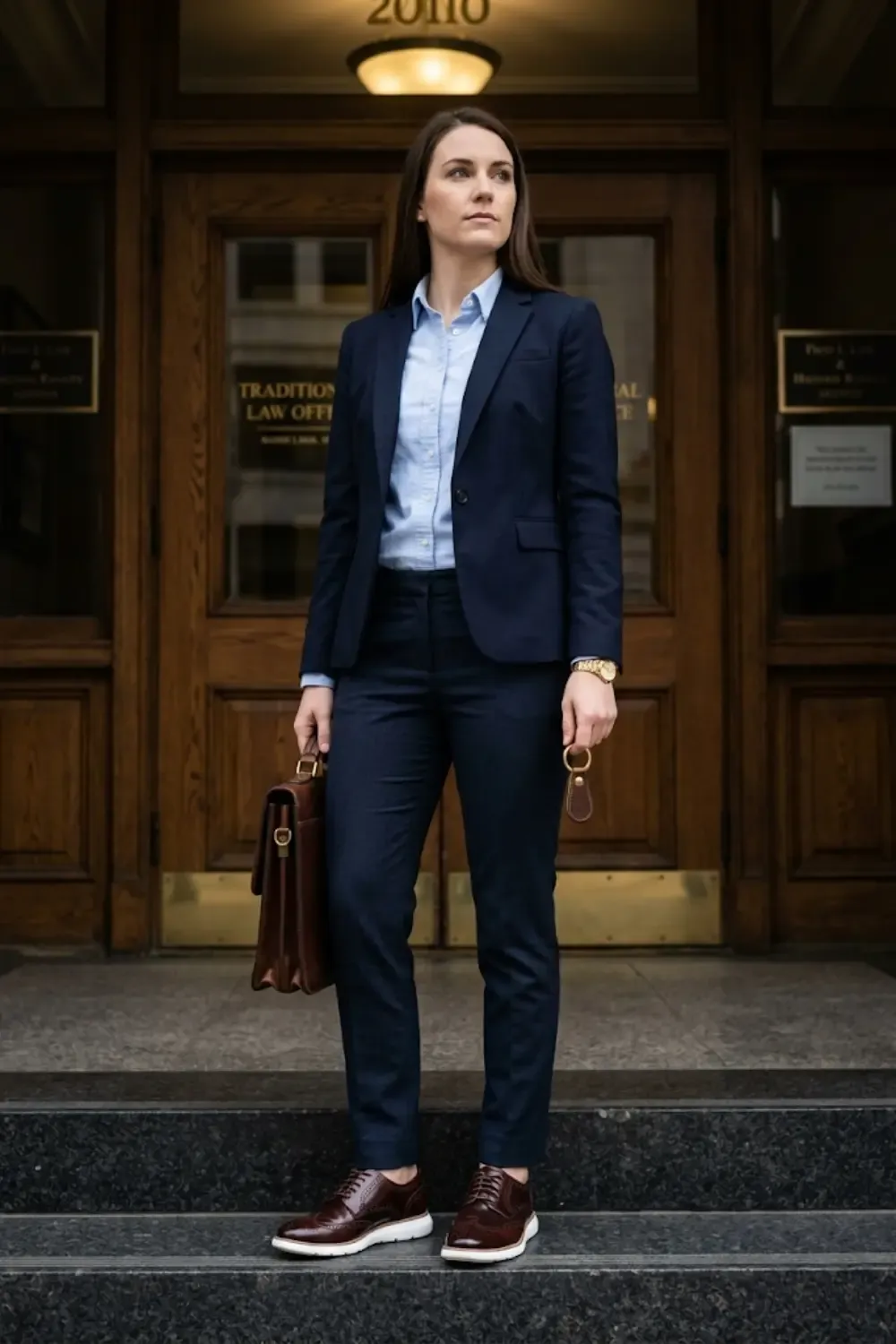 A professional in a conservative field navigating the 'Emerging' dress code with Oxford Sneaker